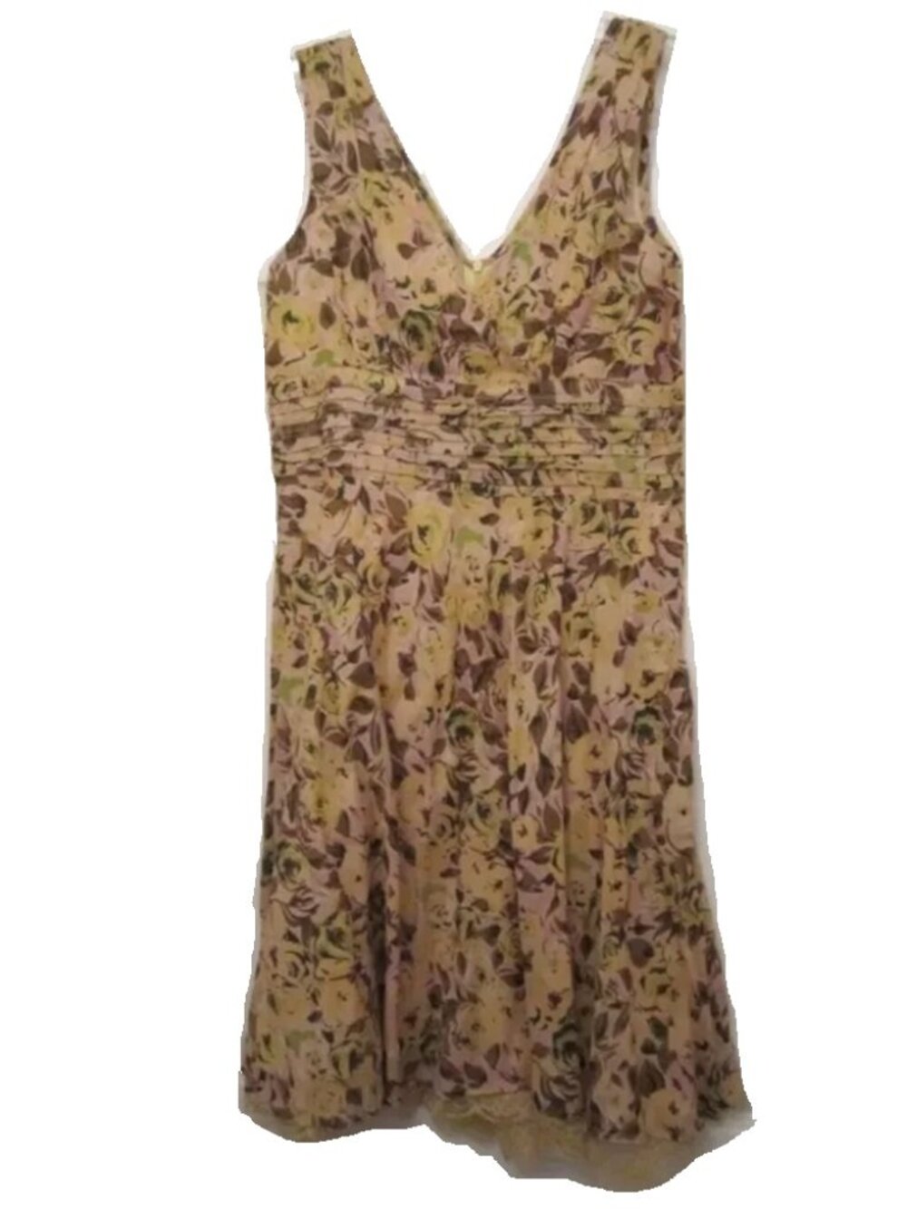 Vintage NWT Heart Moon Star Yellow Multi Floral Dress M Y2K Lace Hem